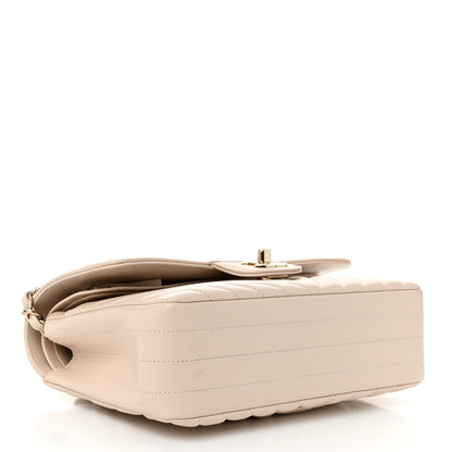 Chanel Caviar Chevron Quilted Small Double Flap Beige 4 of 10