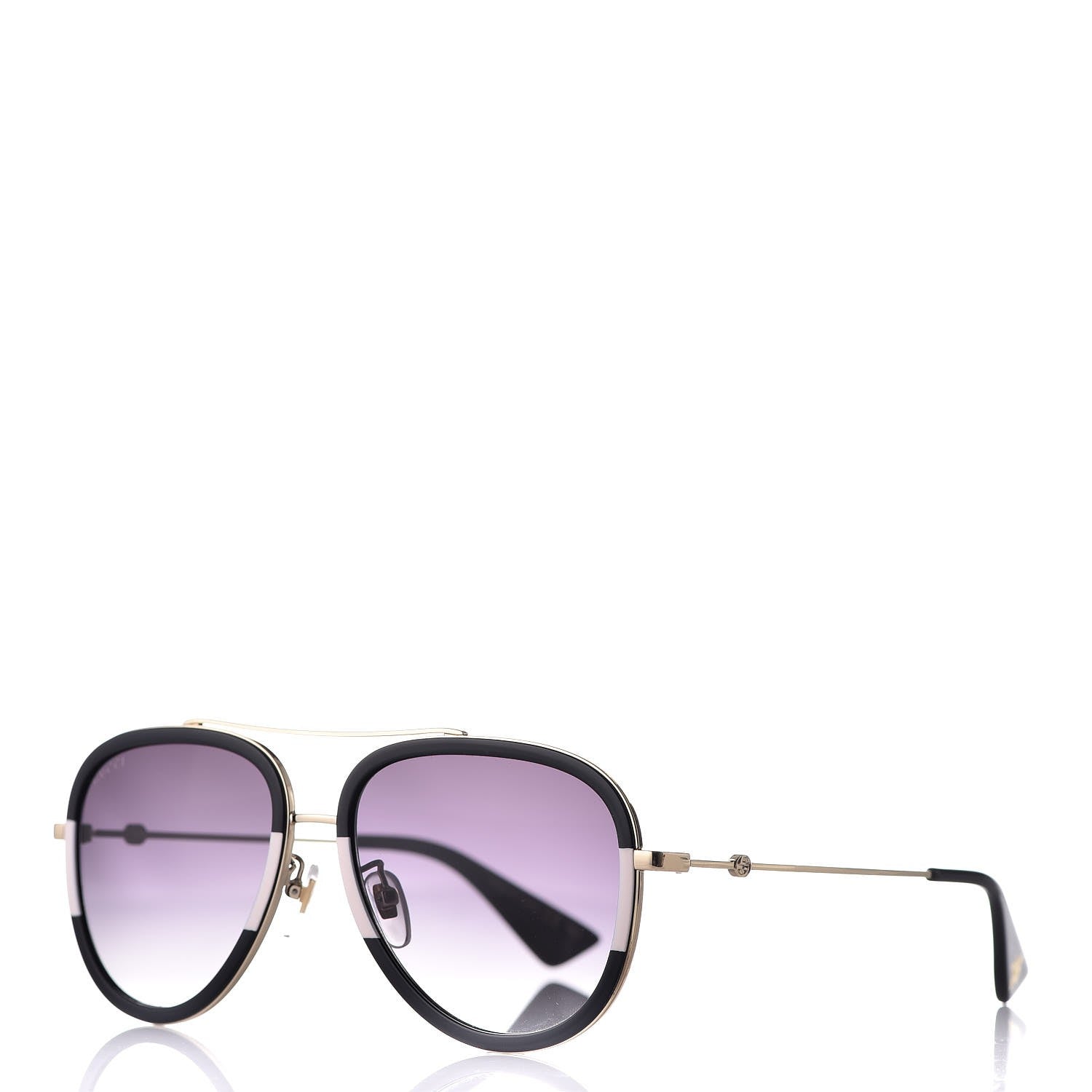 Gucci Aviator Sunglasses GG0062S Black White 1 of 8