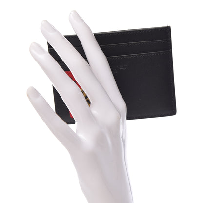 Saint Laurent Calfskin Paris SL Love Patch Credit Card Case Black 2 of 8