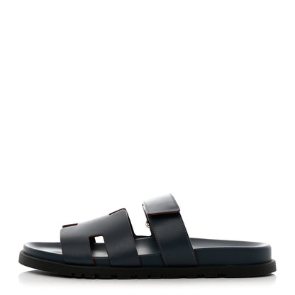 Hermes Calfskin Womens Chypre Sandals 41 Bleu Celeste Bordeaux 1 of 9