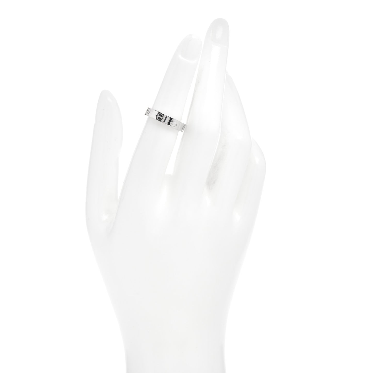 18K White Gold Diamond 4mm LOVE Wedding Band Ring 51 5.5