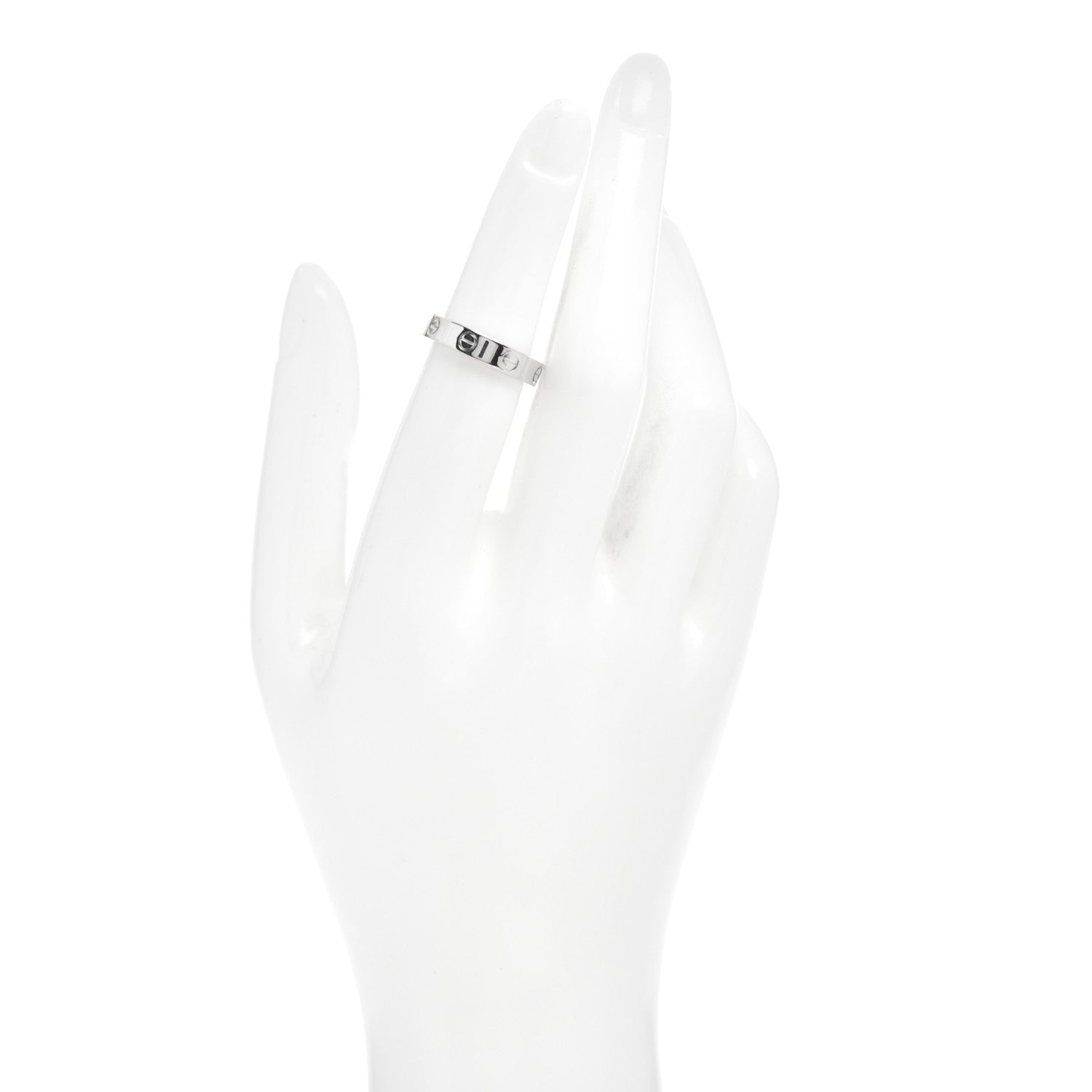Cartier 18K White Gold Diamond 4mm LOVE Wedding Band Ring 51 5.5 2 of 5