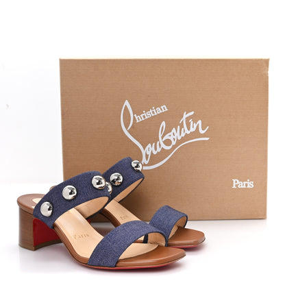 Christian Louboutin Denim Studded Simple Billie 55 Sandal 36.5 Blue 9 of 9