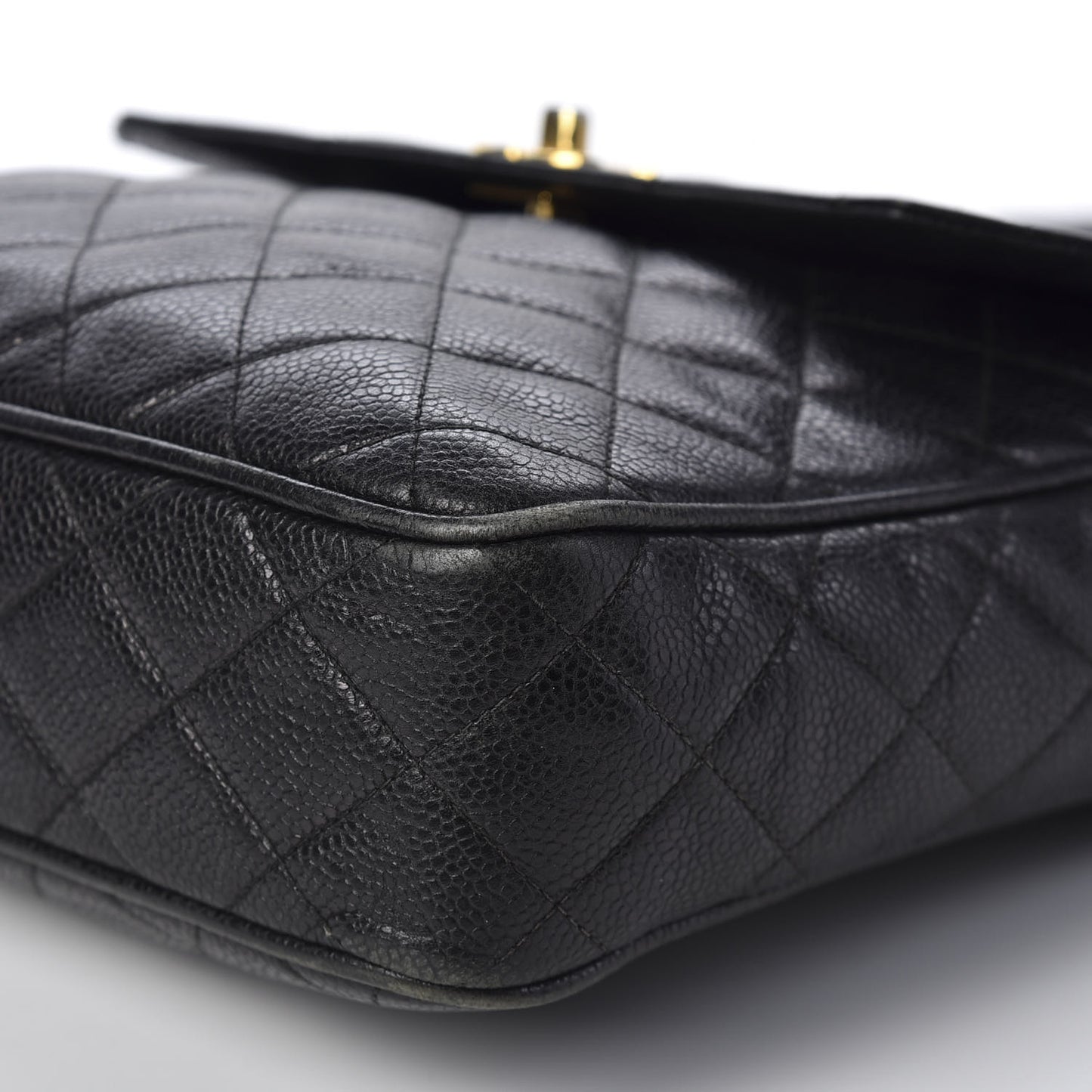 Caviar Quilted Flap Shoulder Bag Black