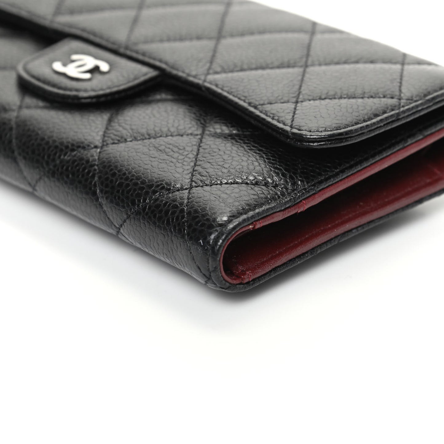 Caviar Quilted Large Flap Wallet Black