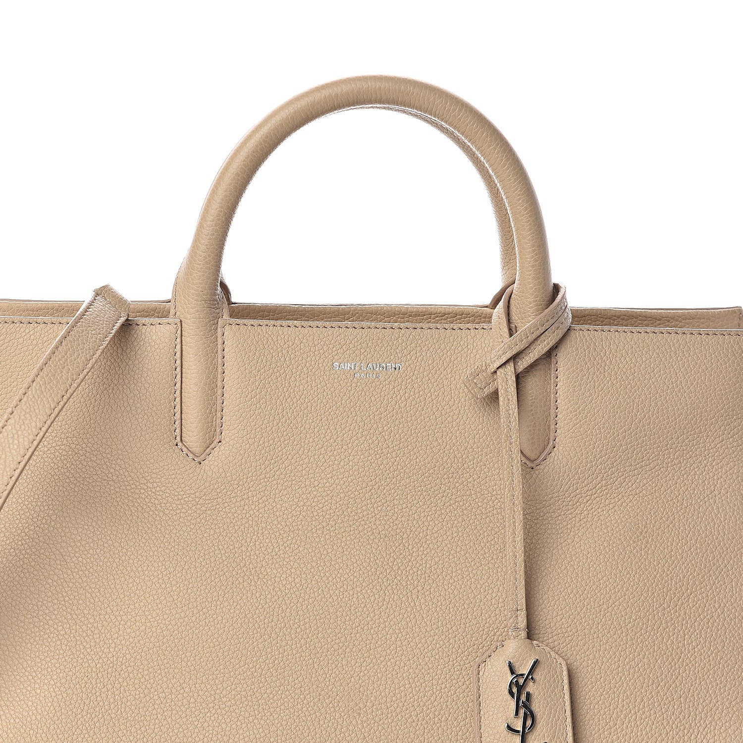 Saint Laurent Grained Calfskin Small Rive Gauche Dark Beige 9 of 11