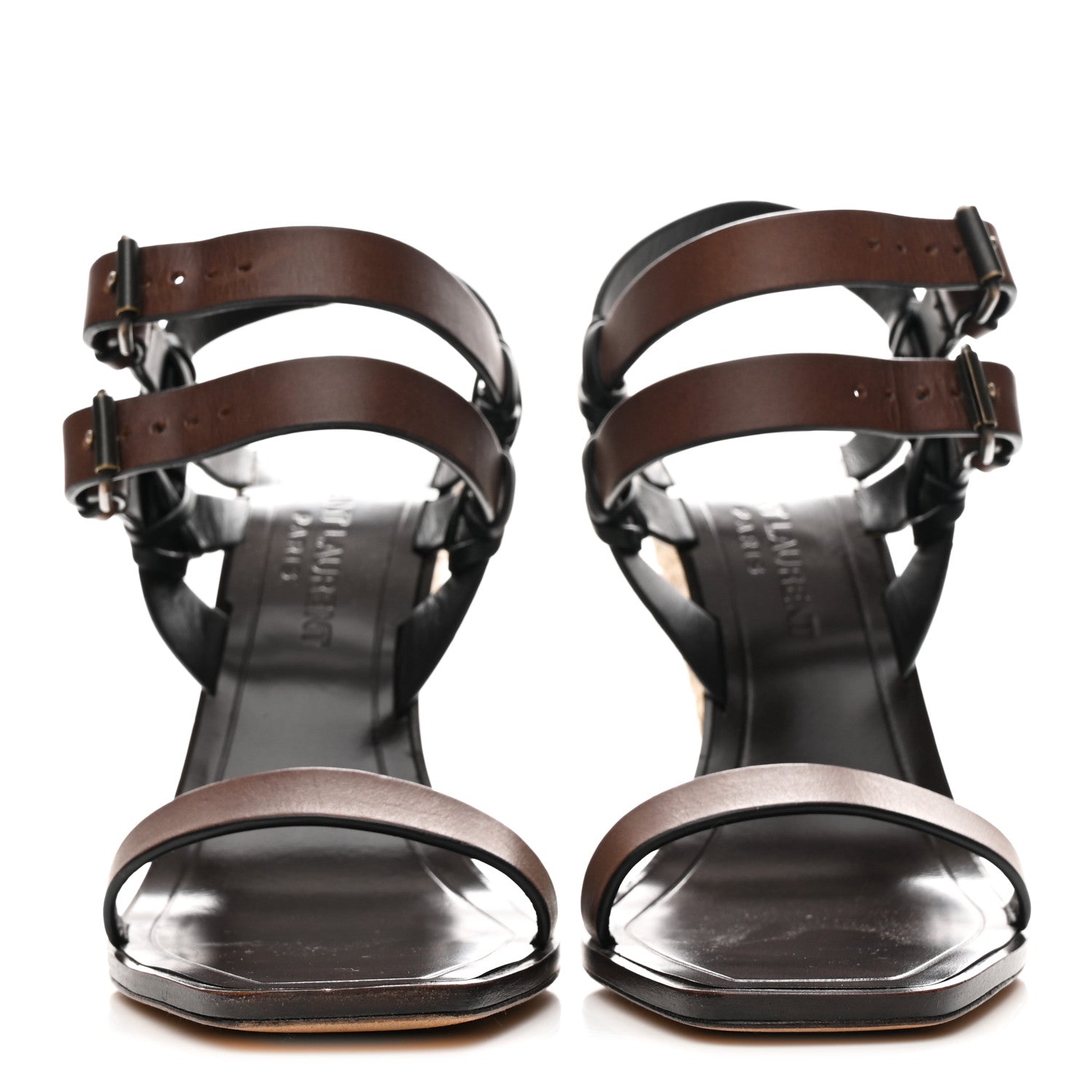 Saint Laurent Calfskin Espadrille Wedges 35 Brown 3 of 10