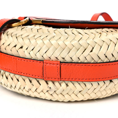 Chloe Raffia Calfskin Marcie Basket Small Marcie Round Crossbody Bag Orange Fizz 9 of 9