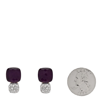 Pomellato 18K Rose White Gold Diamond Amethyst Nudo Earrings 2 of 5