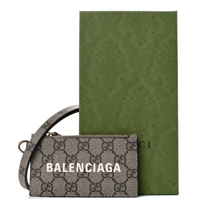 Gucci X BALENCIAGA GG Supreme Monogram Logo Card Case With Strap Beige Ebony 7 of 7
