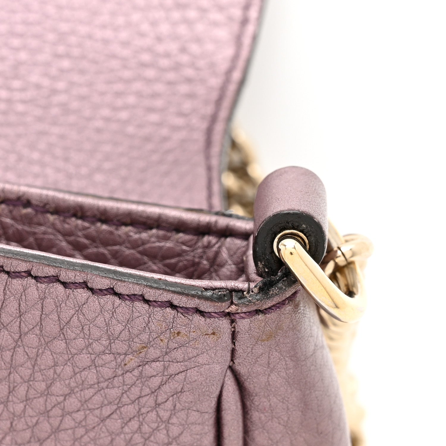 Gucci Metallic Pebbled Calfskin Small Soho Flap Crossbody Purple 12 of 13