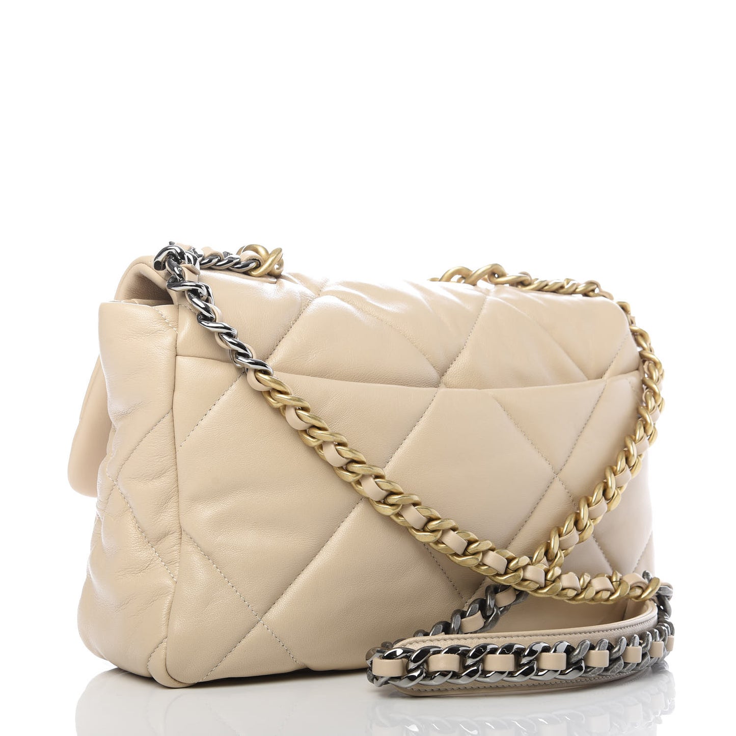 Quilted Large 19 Flap Beige