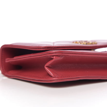 Chanel Shiny Goatskin Quilted 19 Wallet On Chain WOC Rouge 8 of 11