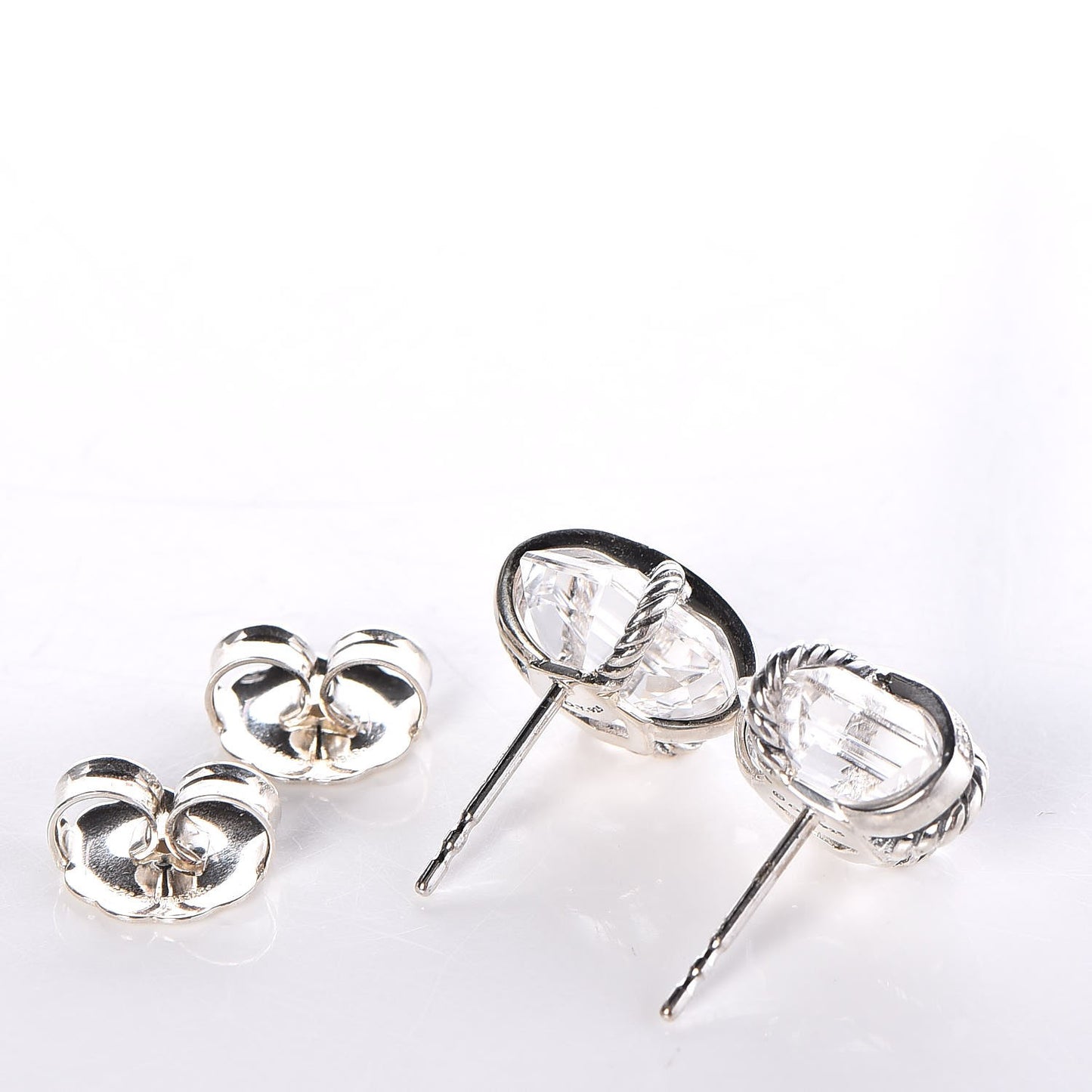 Sterling Silver Diamond Crystal 10mm Cable Wrap Earrings