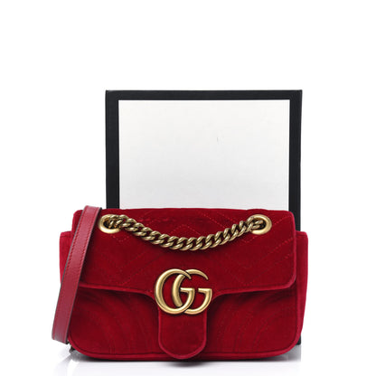 Gucci Velvet Matelasse Mini GG Marmont Shoulder Bag Hibiscus Red 24 of 24