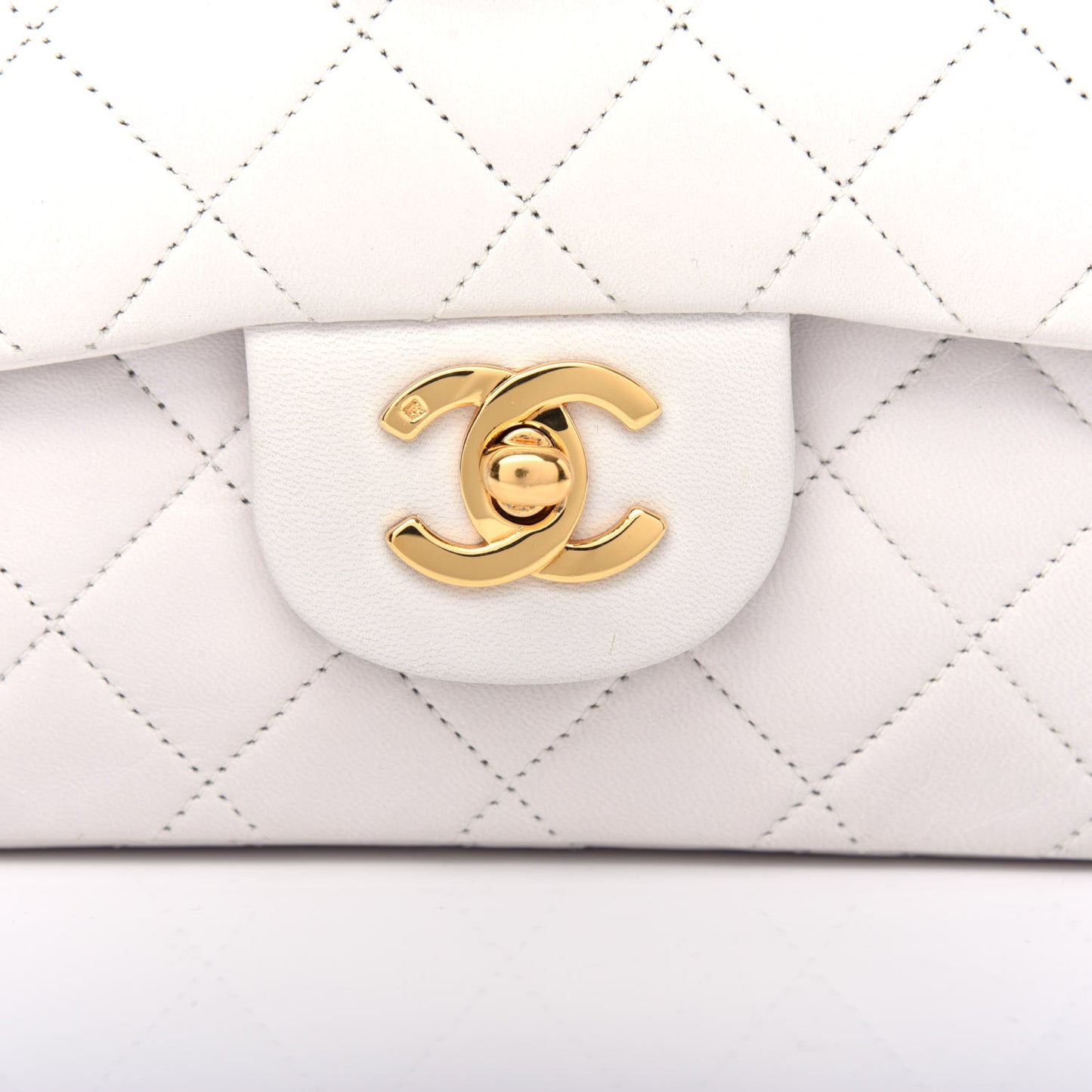 Lambskin Quilted Small Double Flap White
