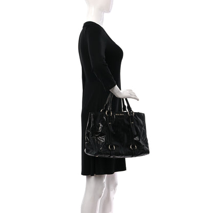 Miu Miu Vitello Shine Top Handle Satchel Black 2 of 11