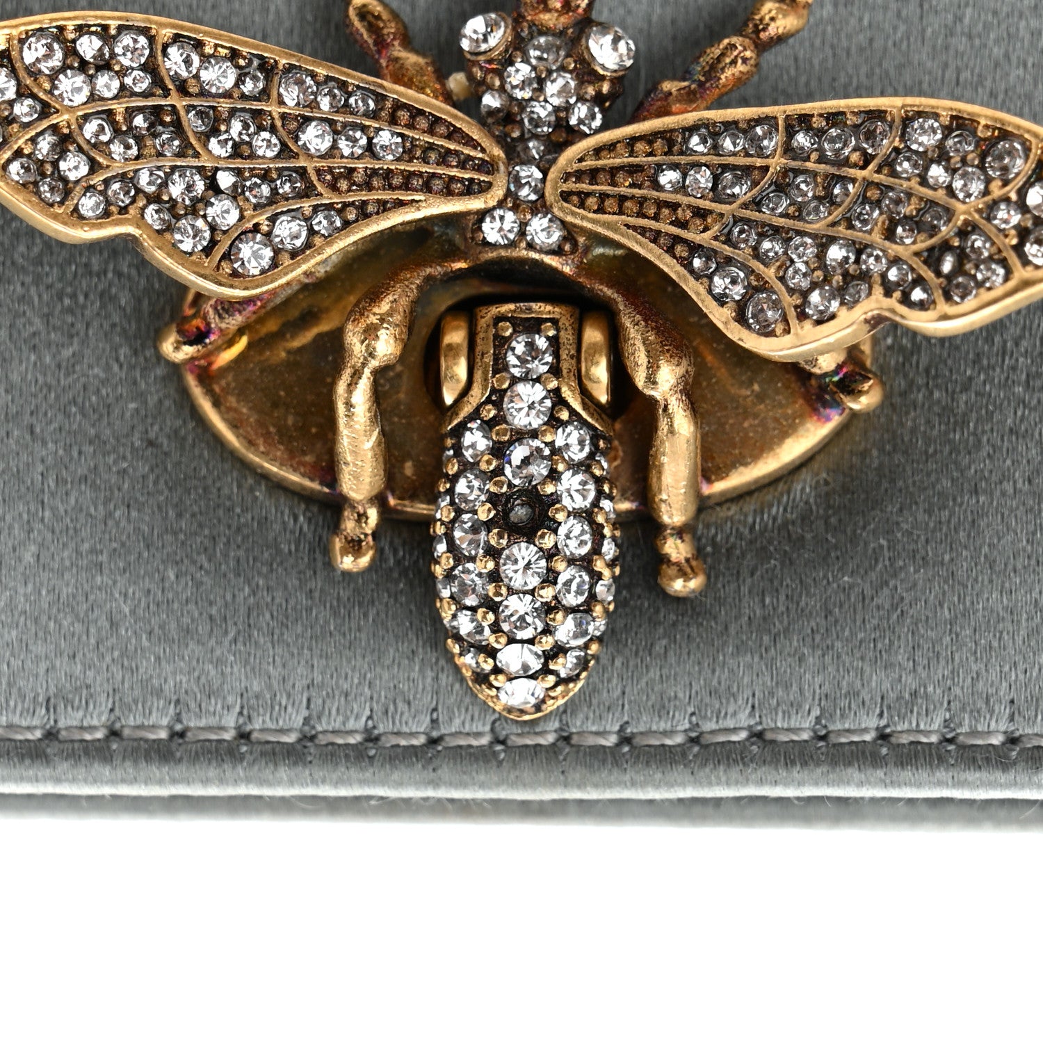 Christian Dior Satin Bee Clutch Light Iron 7 of 8