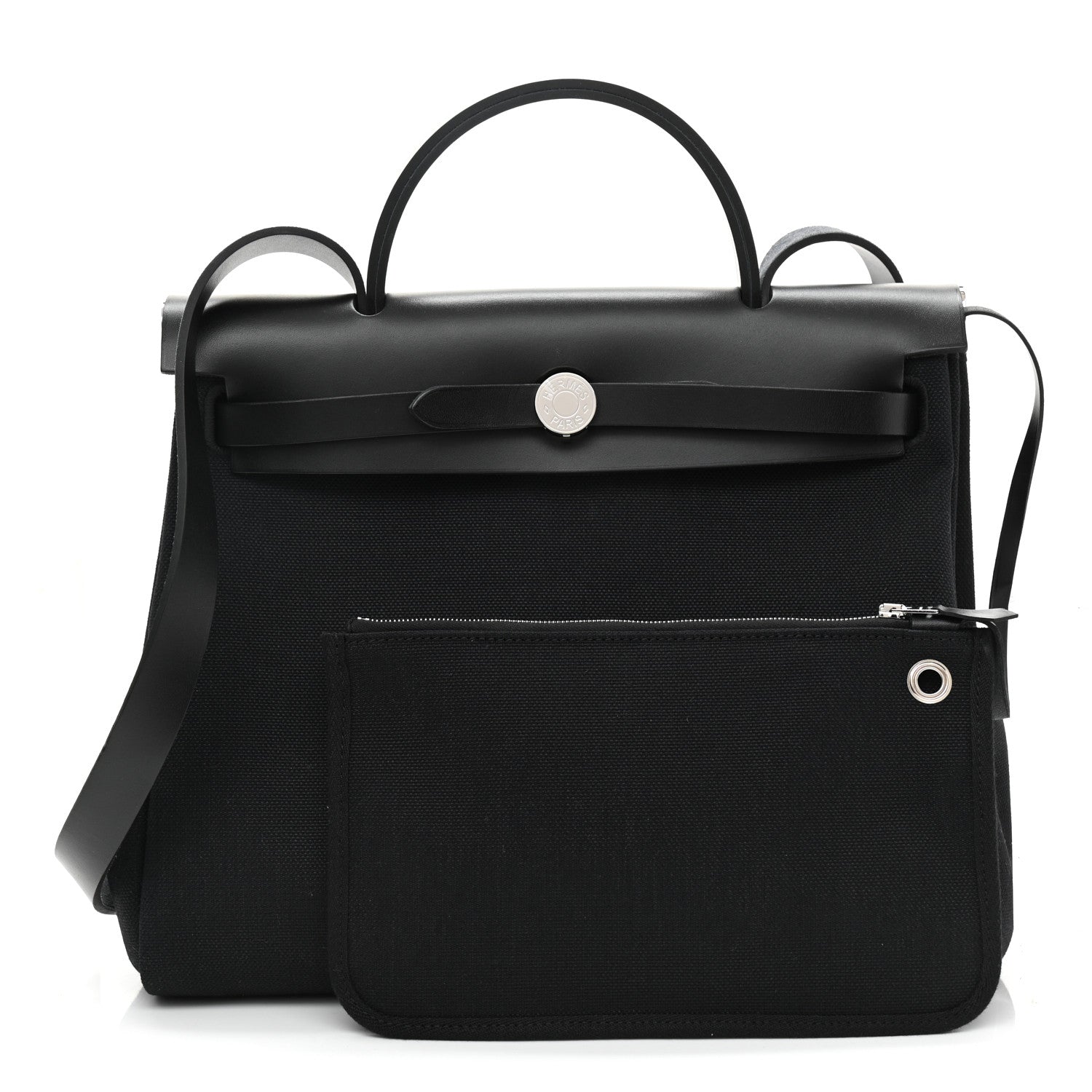 Hermes Military Toile Vache Hunter Herbag Zip Retourne 31 PM Black 1 of 11