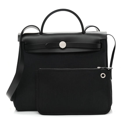 Hermes Military Toile Vache Hunter Herbag Zip Retourne 31 PM Black 1 of 11