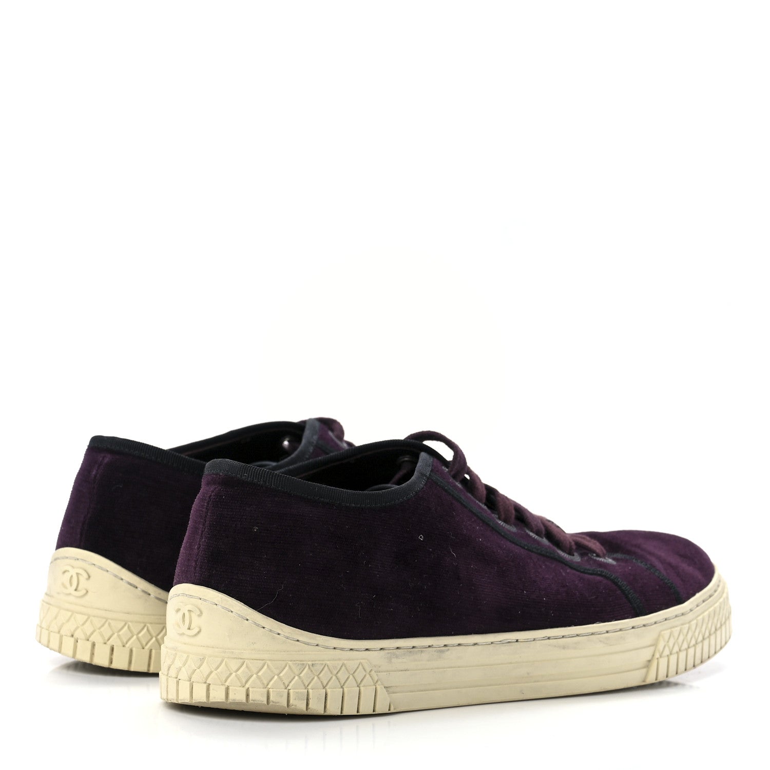 Chanel Velvet Womens CC Sneakers 38.5 Burgundy 4 of 8