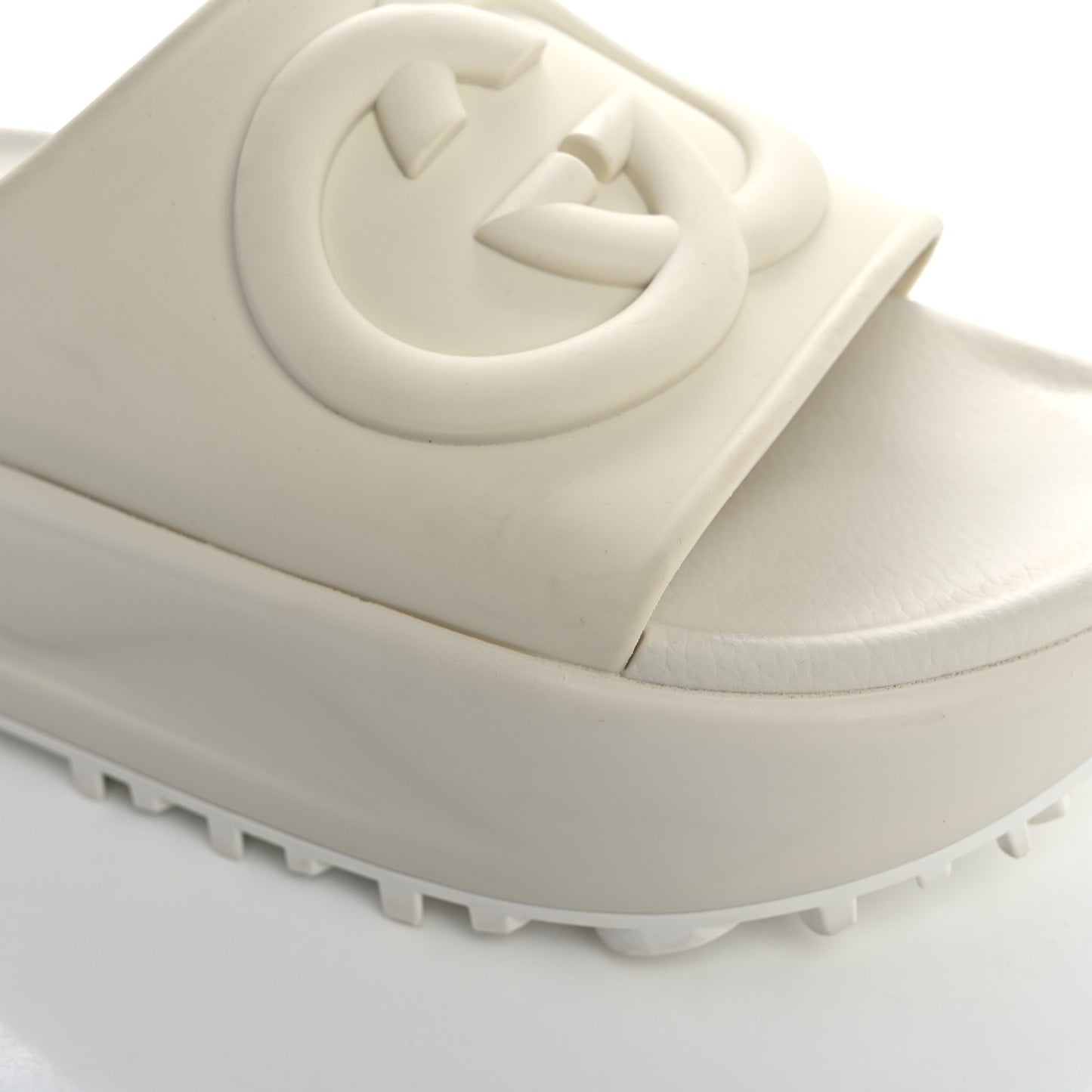 Soft Rubber Womens Interlocking G Platform 42mm Slide Sandals 39 Off White