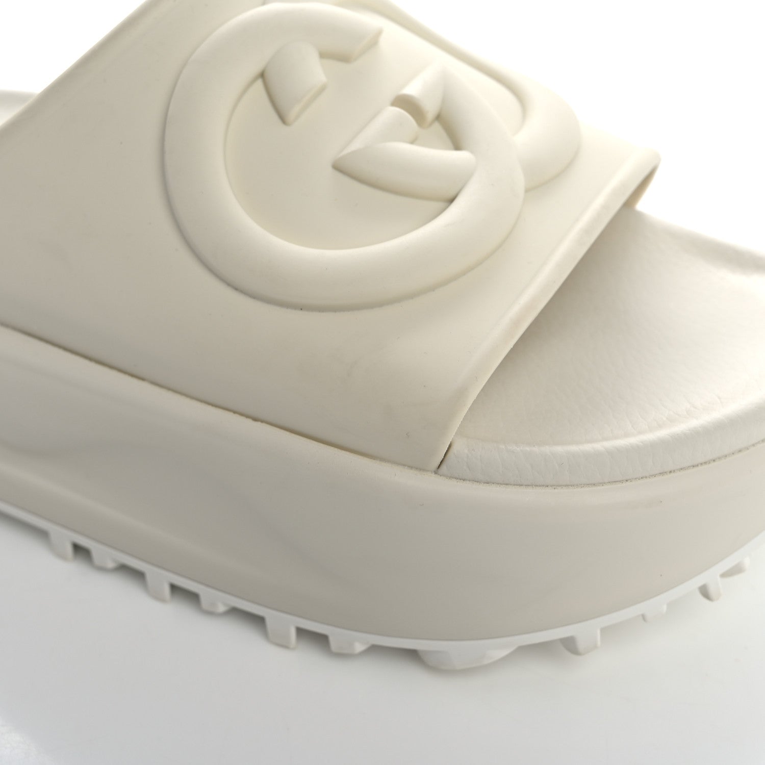 Gucci Soft Rubber Womens Interlocking G Platform 42mm Slide Sandals 39 Off White 10 of 11