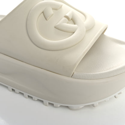 Gucci Soft Rubber Womens Interlocking G Platform 42mm Slide Sandals 39 Off White 10 of 11