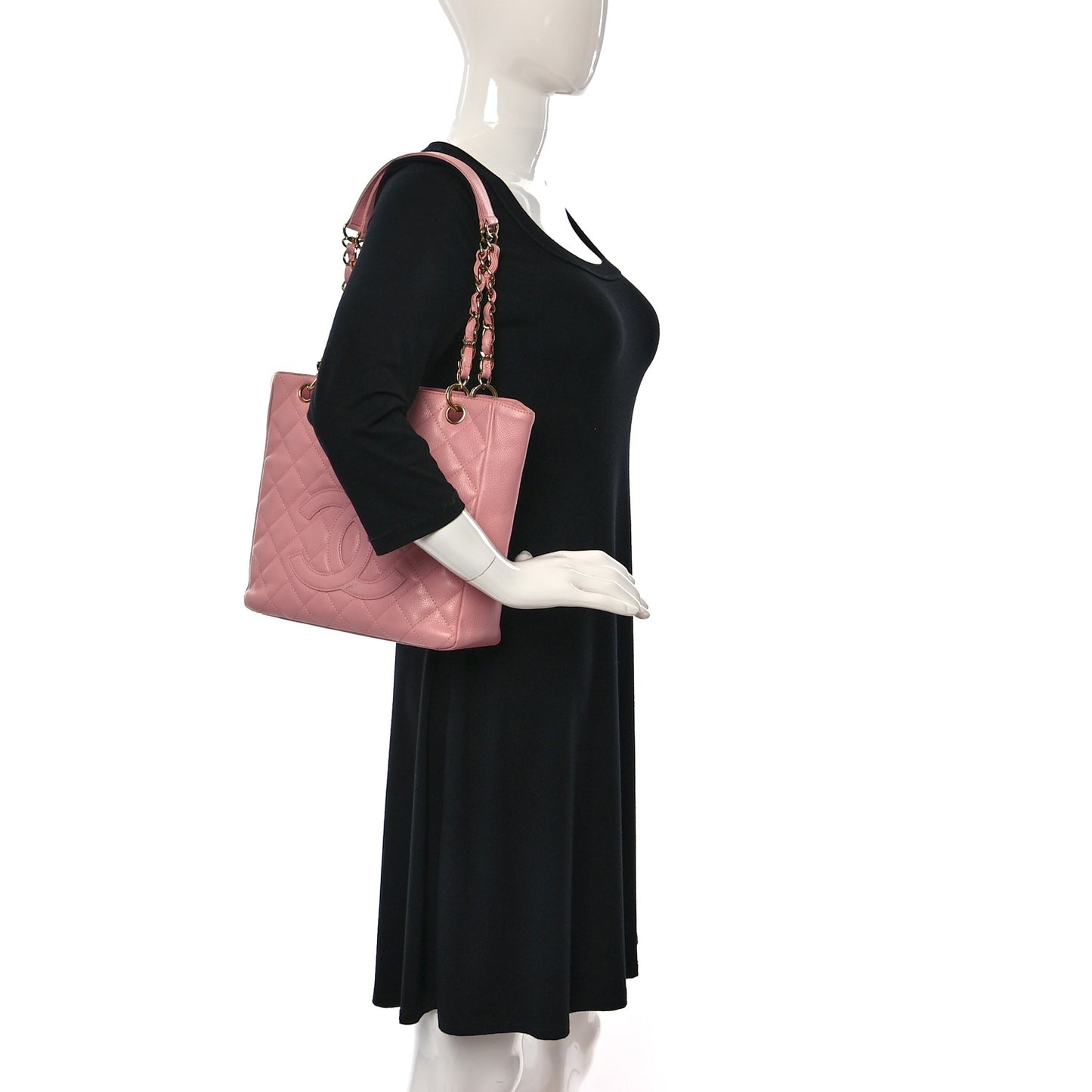 Caviar Quilted Petit Shopping Tote PST Pink