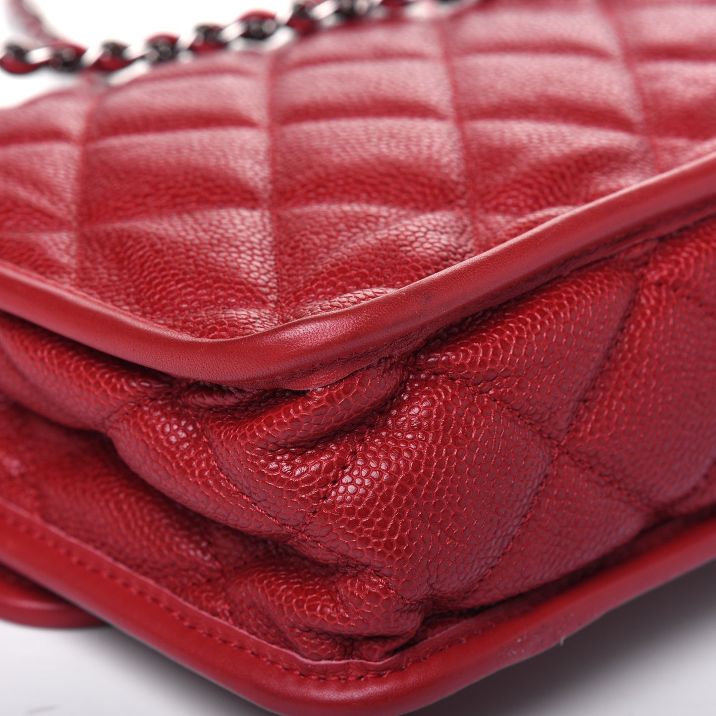 Caviar Quilted Large French Riviera Flap Red