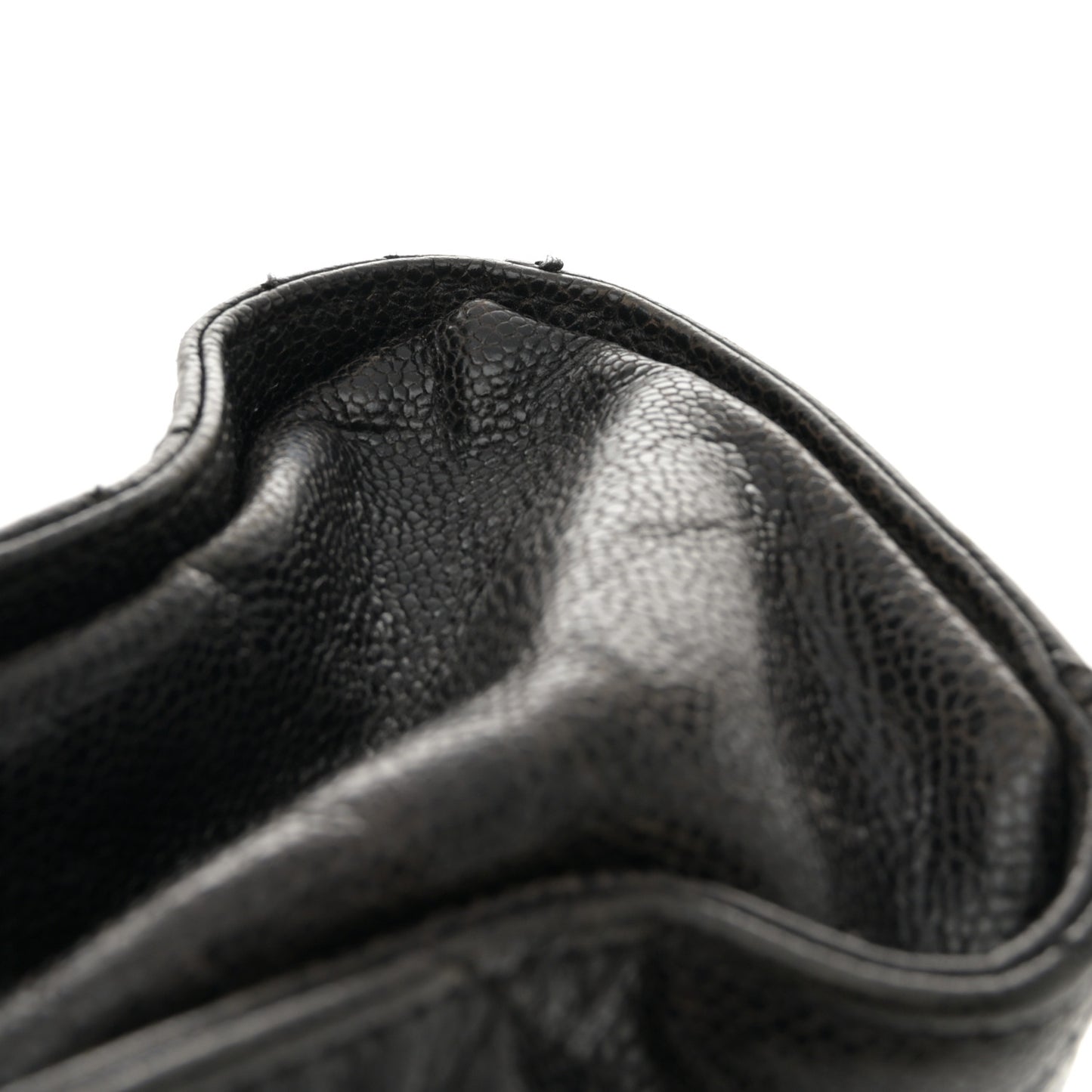 Crumpled Grained Calfskin Jumbo CC Crave Flap Dark Brown