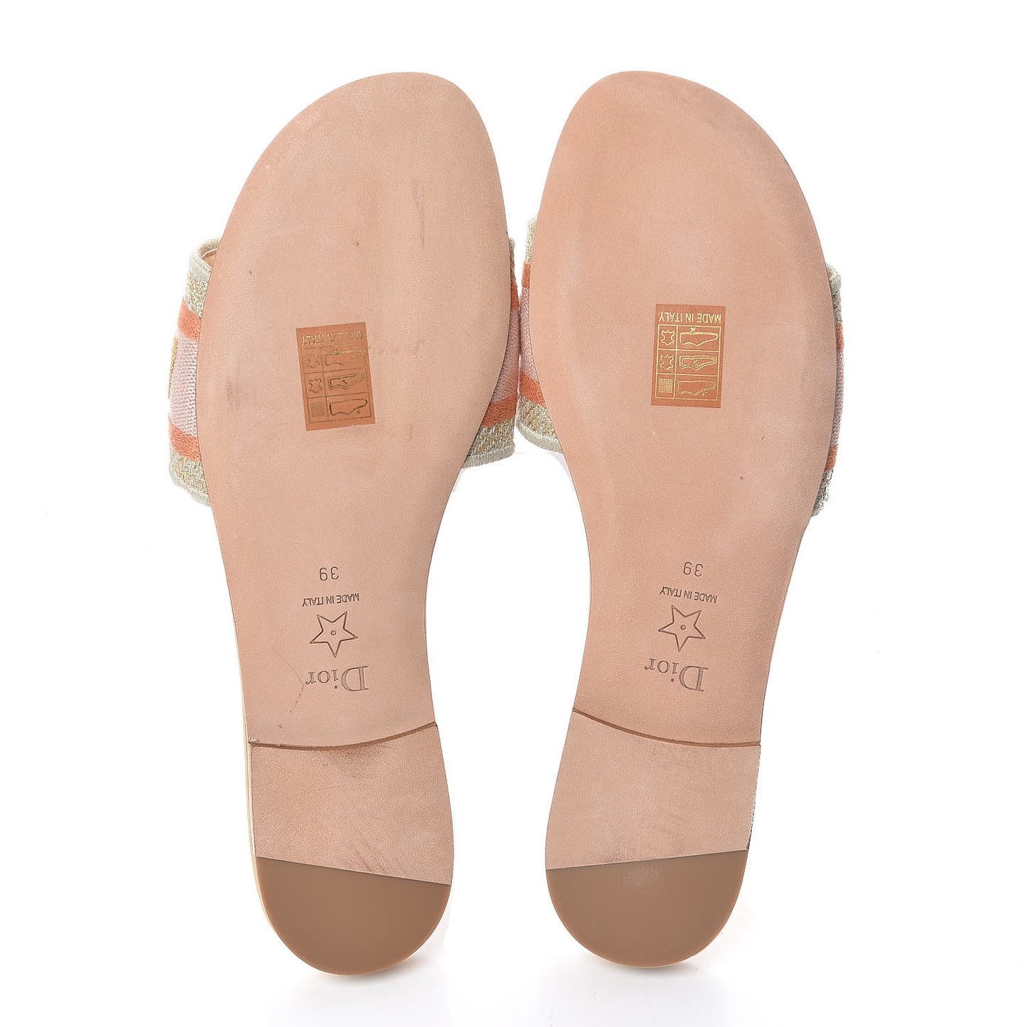 Canvas Lurex Embroidered Dway Flat Slide Sandals 37.5 Platinum