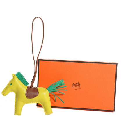 Hermes Milo Lambskin Grigri Rodeo Horse Bag Charm MM Lime Menthe Fauve 4 of 5