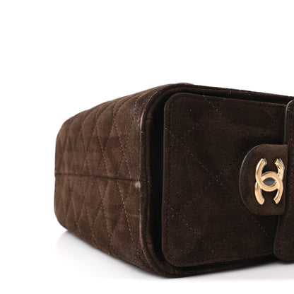 Chanel Suede Quilted Mini Chanel 25 Handbag Dark Brown 19 of 21