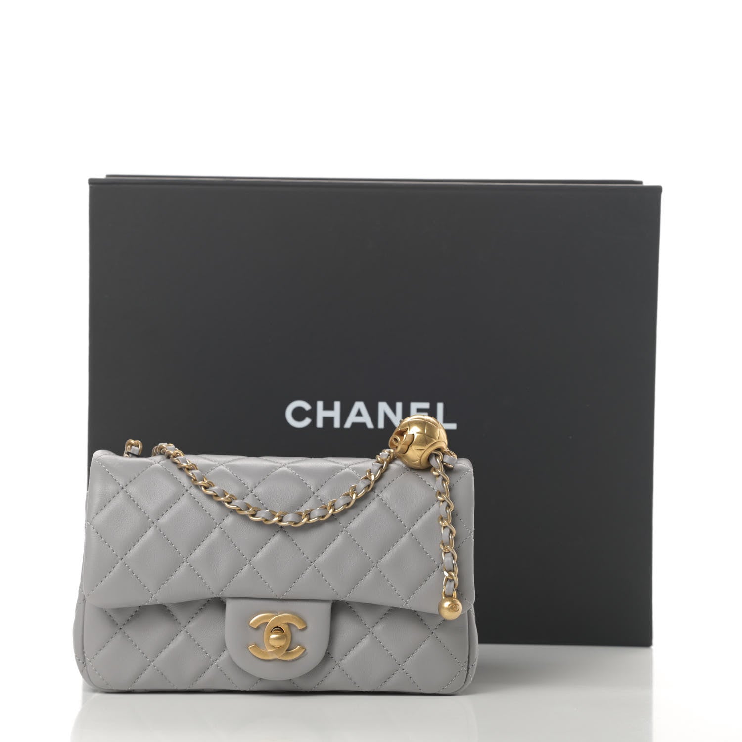 Chanel Lambskin Quilted Mini Rectangular Pearl Crush Flap Grey 11 of 12