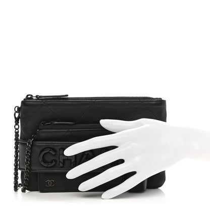 Chanel Lambskin Quilted Cosmetic Case With Strap So Black 2 of 7