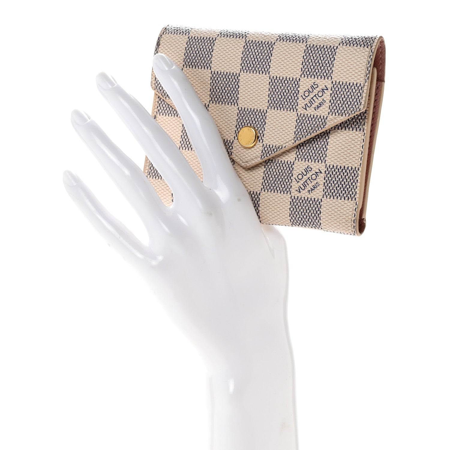 Louis Vuitton Damier Azur Victorine Wallet Rose Ballerine 2 of 9