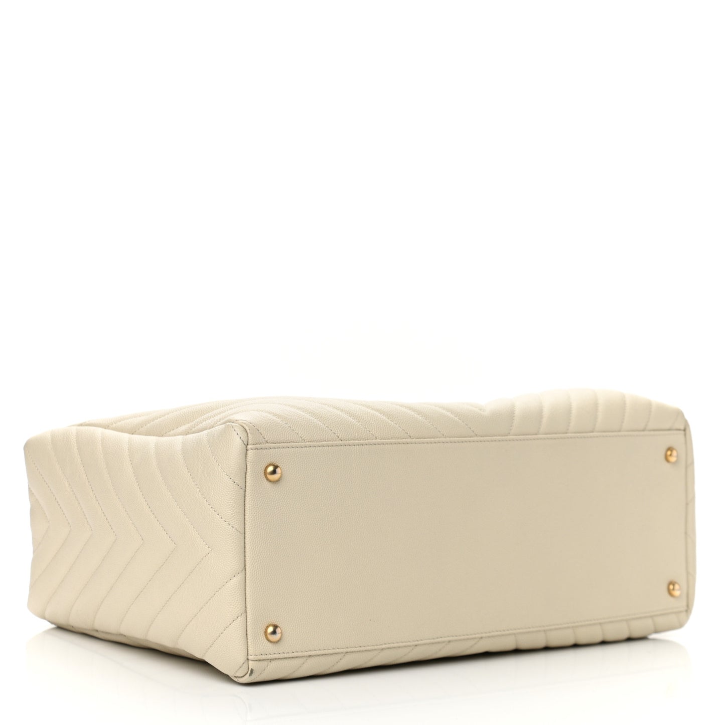 Caviar Chevron Quilted Coco Handle Shopping Tote Ivory