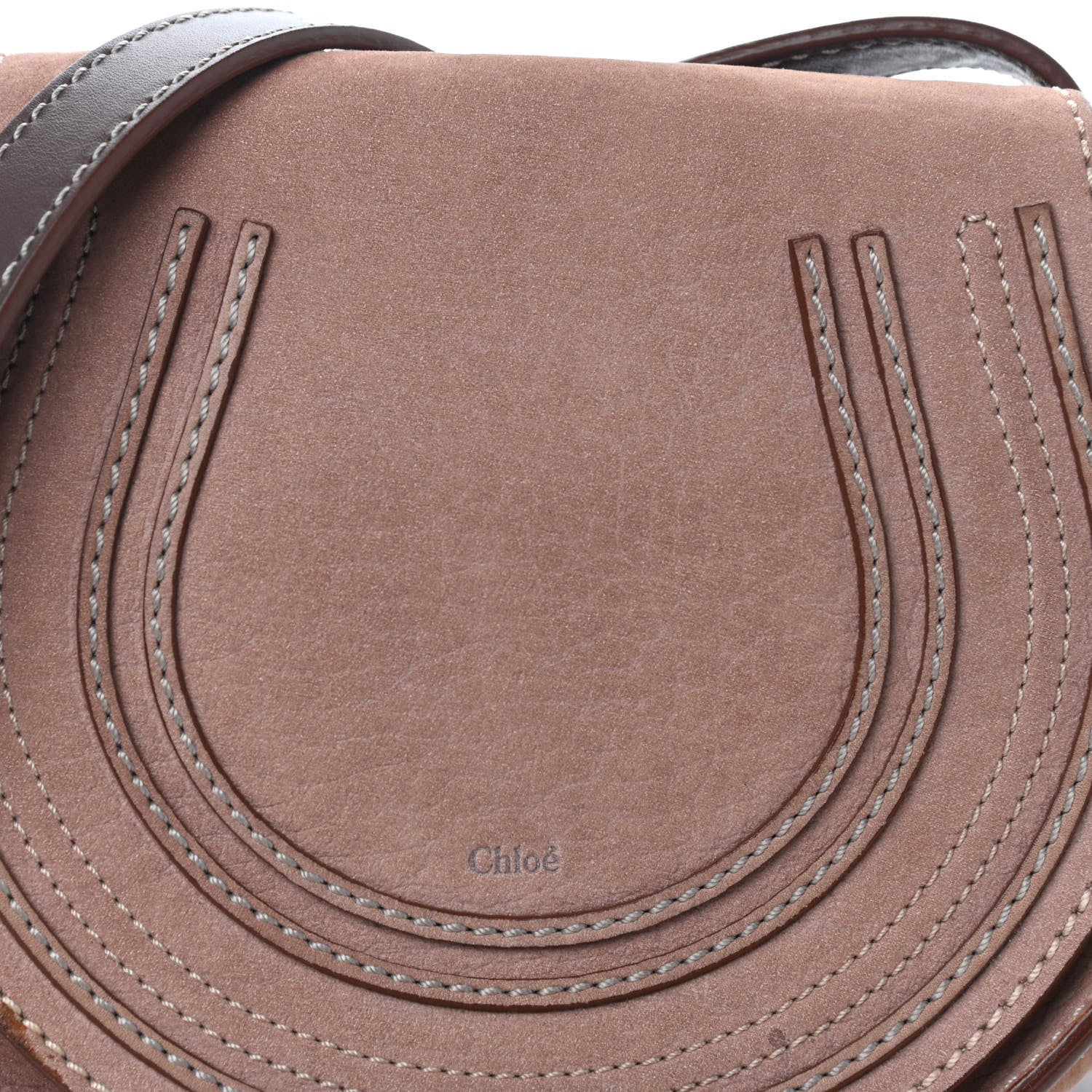 Chloe Nubuck Mini Marcie Round Crossbody Bag Nut 9 of 9