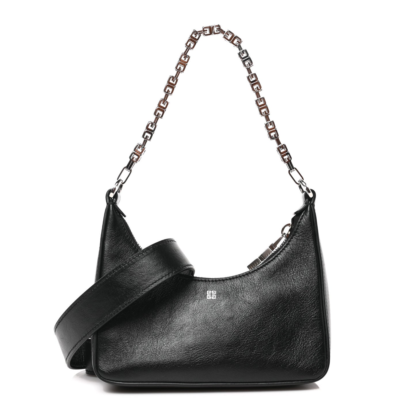 Smooth Calfskin Mini Moon Cut Out Shoulder Bag Black