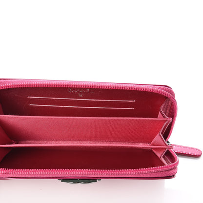 Chanel Metallic Patent Quilted Boy Zip Around Wallet Fuchsia 5 of 10