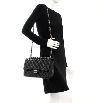 Chanel Lambskin Quilted Jumbo Double Flap Black 2 of 9