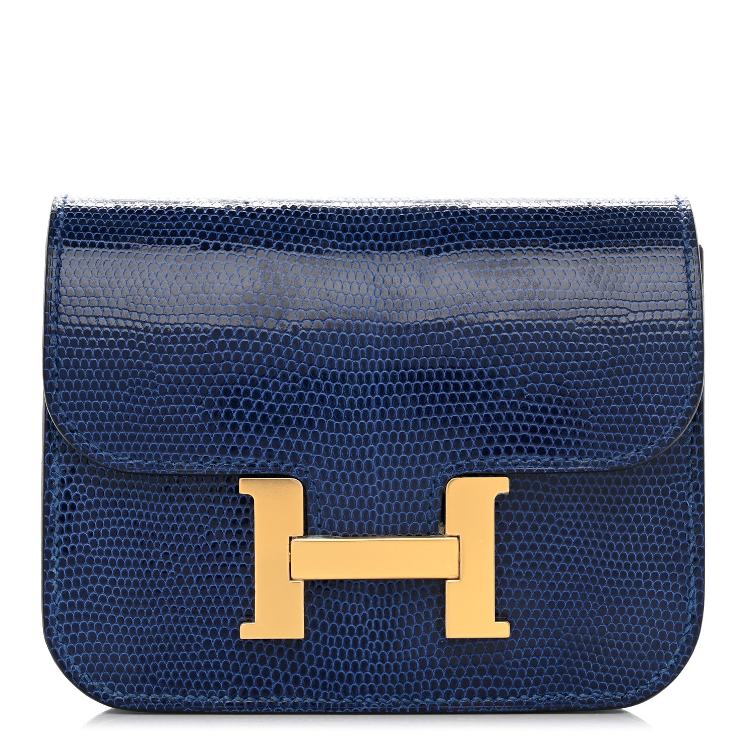 Hermes Lizard Constance Slim Wallet Bleu Saphir 2 of 10