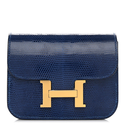 Hermes Lizard Constance Slim Wallet Bleu Saphir 2 of 10