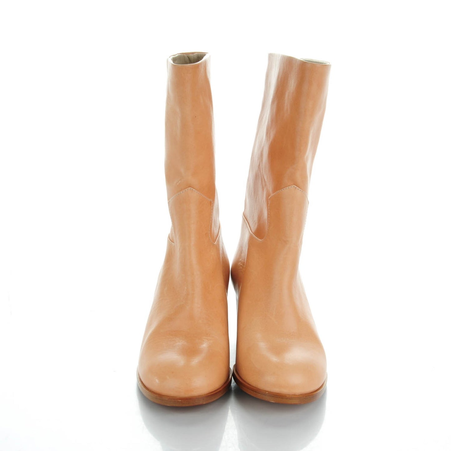 Calfskin CC Mid Calf Boots 37.5 Beige
