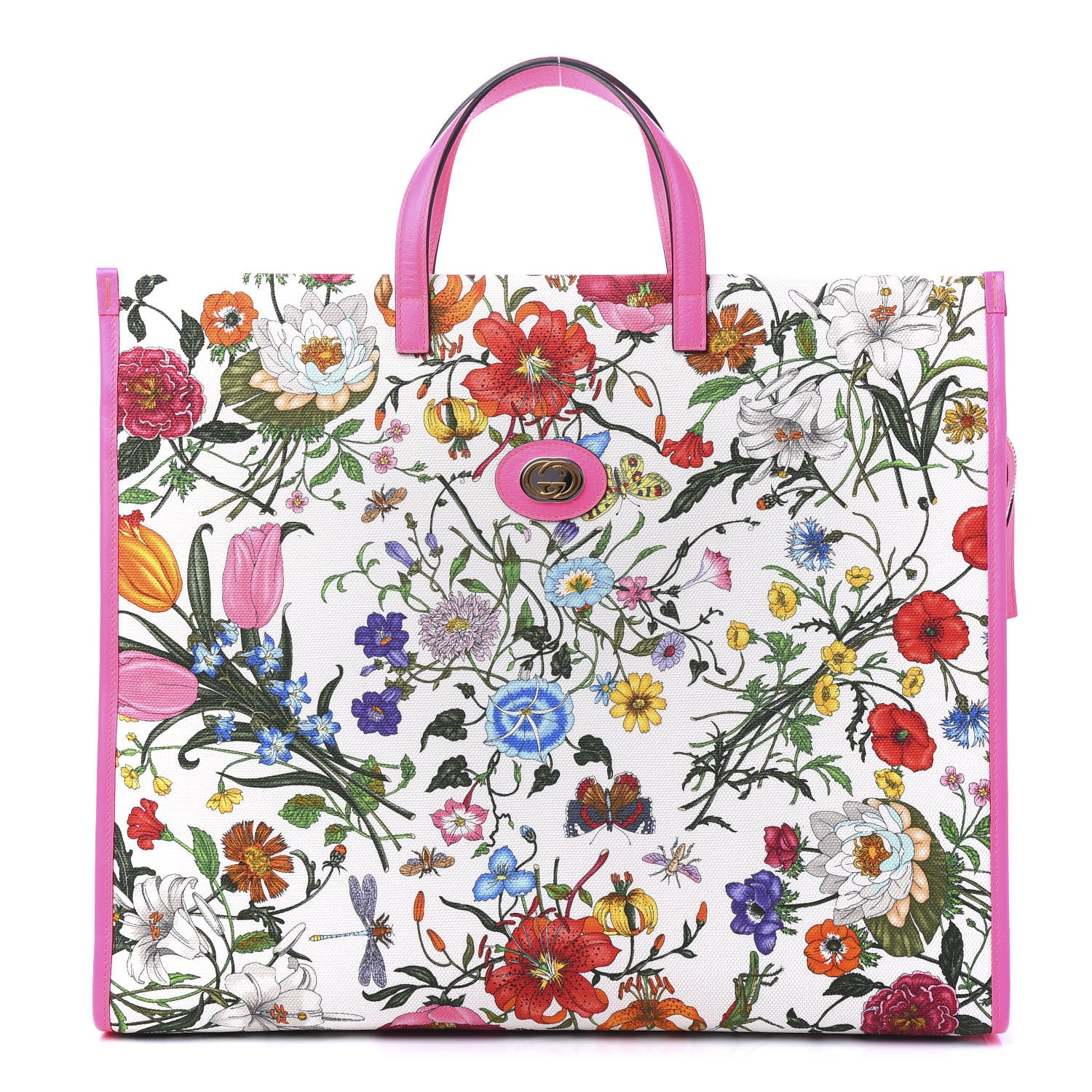 Gucci Canvas Large Flora Tote Pink Multicolor Fuchsia 1 of 10