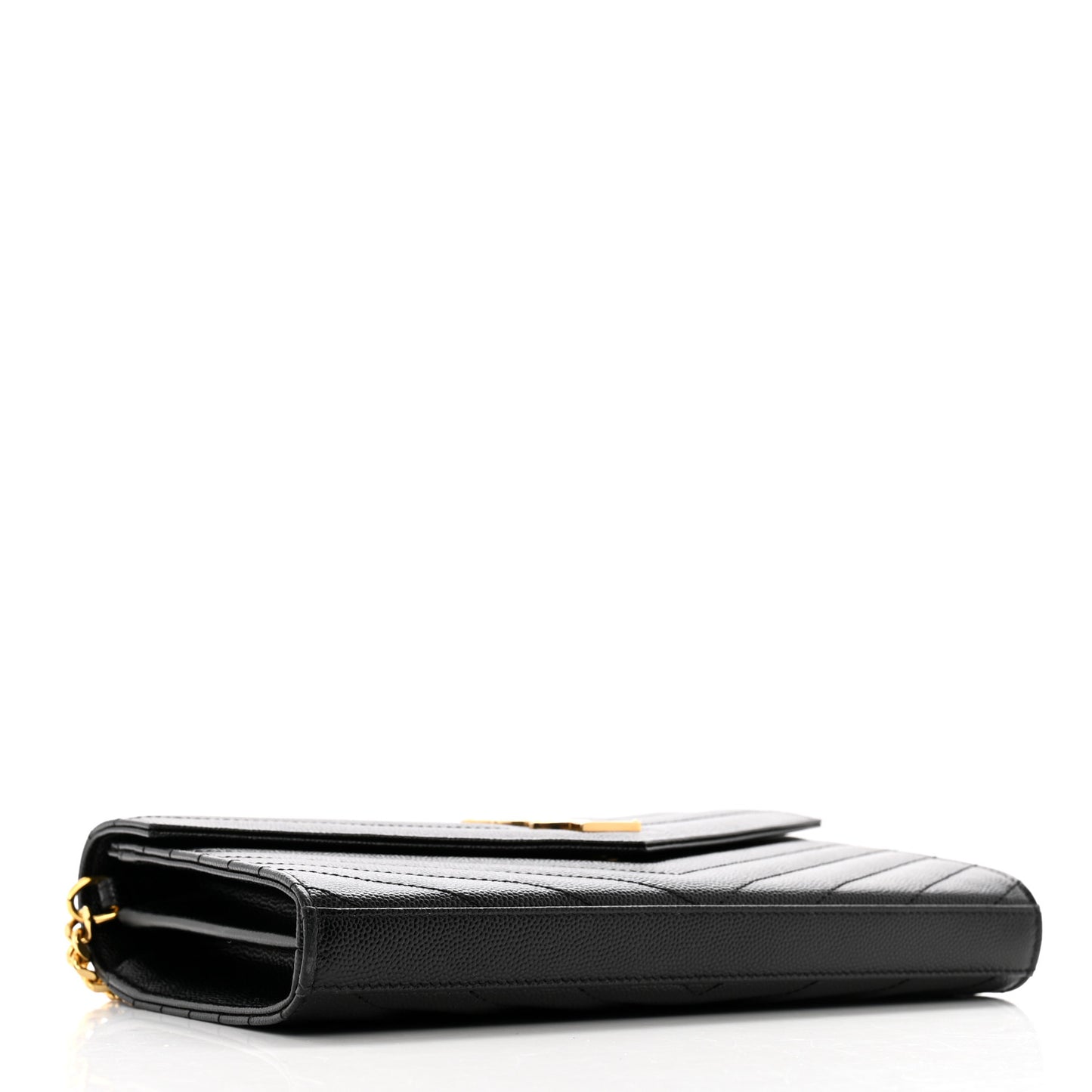 Grain De Poudre Matelasse Chevron Monogram Chain Wallet Black