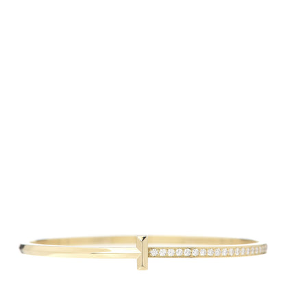 Tiffany 18K Yellow Gold Diamond Narrow T1 Hinged Bangle Bracelet 1 of 6