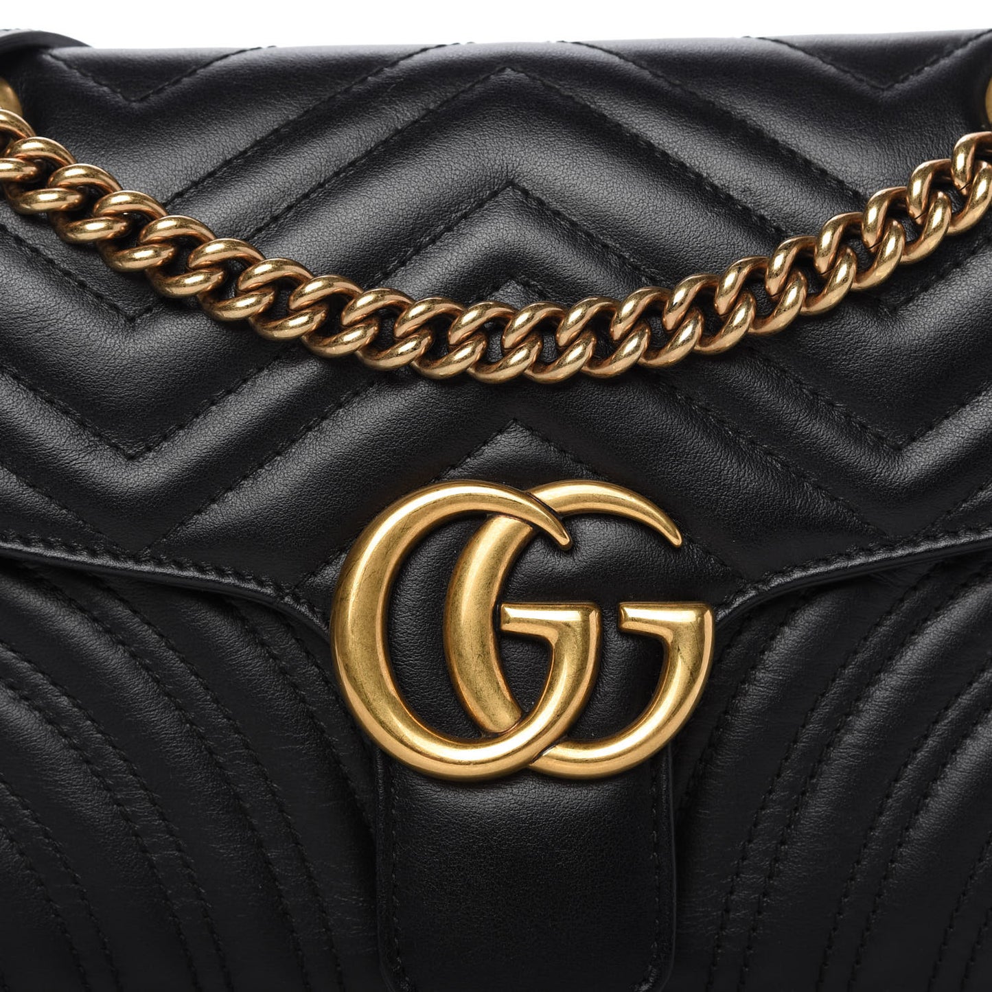 Calfskin Matelasse Small GG Marmont Shoulder Bag Black