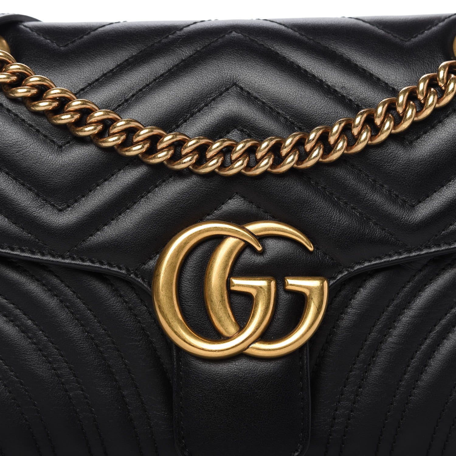 Gucci Calfskin Matelasse Small GG Marmont Shoulder Bag Black 10 of 10